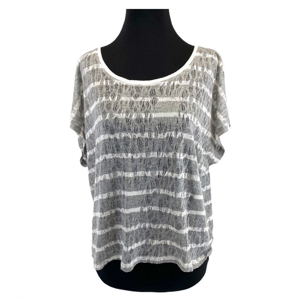 Forever 21 grey and white pointelle knit -M - Picture 3 of 11
